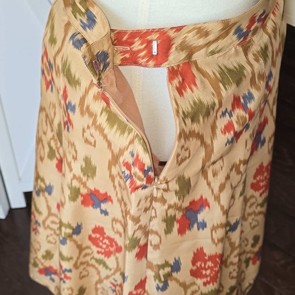 J. Jill Womens Silk Skirt A Line Lined Side Zip Ikat Print - Picture 4 of 7